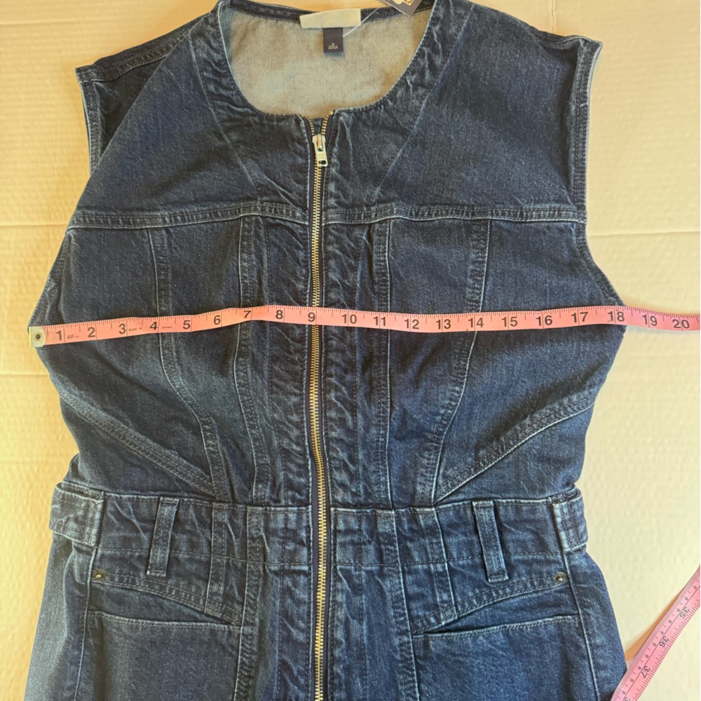 NWT Universal Thread Sleeveless Denim Jumpsuit Zip Front Coveralls Size 6 Blue - Picture 7 of 14